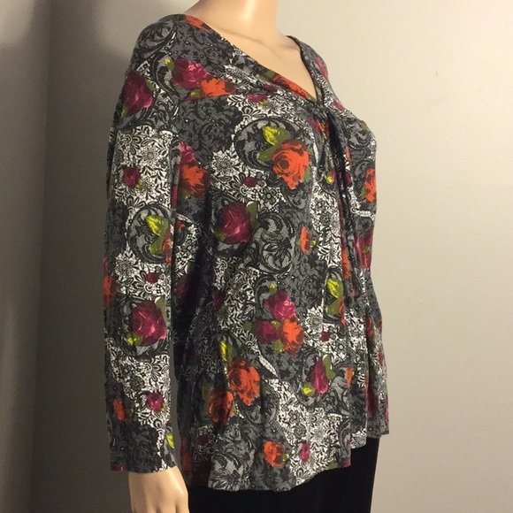 FEVER MULTICOLOR STRETCHY FLORAL TOP/TUNIC - Picture 4 of 8